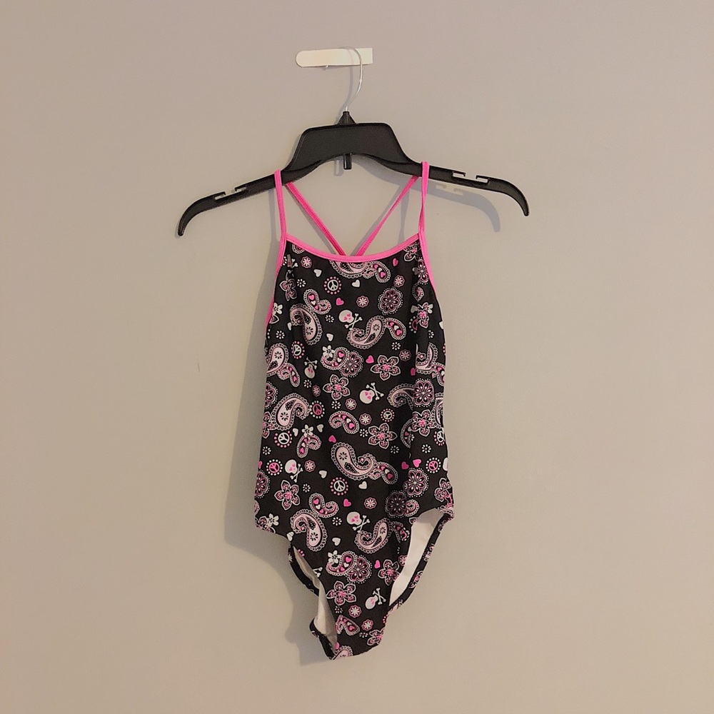 Black/Pink OP Kids One Piece Swimsuit